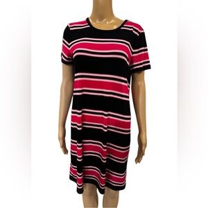 Michael Kors Stripped T-Shirt Dress. Pink and Navy Blue- Medium